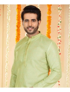 Pista Green Sequence Kurta Pajama Set 