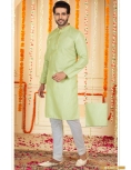 Pista Green Sequence Kurta Pajama Set 