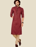 Digital Printed Mens Kurta pajama In Brown 