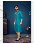 Embroidered Teal Blue Kurta Pajama Set