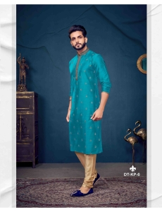 Embroidered Teal Blue Kurta Pajama Set