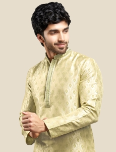 Light Gold Brocade Men Kurta Pajama Set