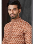 Rust Orange with Off-White Geometric Digital Print Kurta Set