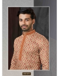 Men’s Traditional Orange Printed Ethnic Kurta
