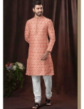 Men’s Elegant Pink Printed Ethnic Kurta