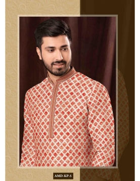 Men’s Elegant Pink Printed Ethnic Kurta