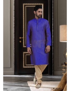 Men’s Royal Blue Jacquard Ethnic Kurta