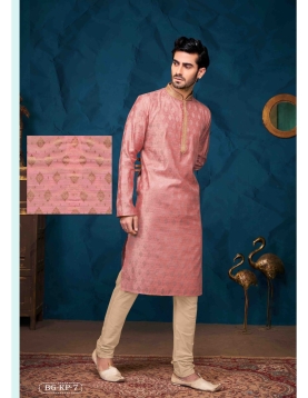 Men’s Dusty Pink Jacquard Ethnic Kurta
