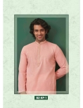 Men’s Light Peach Textured Ethnic Kurta