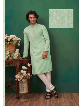 Men’s Light green Textured Ethnic Kurta set