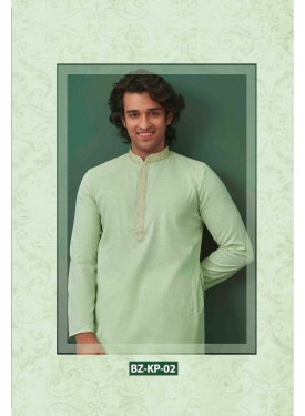 Men’s Light green Textured Ethnic Kurta set