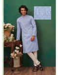 Men’s Light blue Textured Ethnic Kurta set