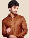 Men Brown Digital Print Kurta Pajama Set