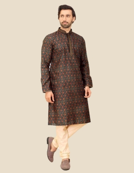 Men Multi Digital Print Kurta Pajama Set