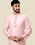 Men Light Pink Kurta Pajama Set