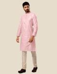 Men Light Pink Kurta Pajama Set