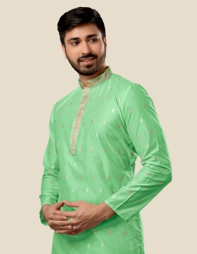 Men Green Kurta Pajama Set