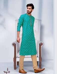 Teal Blue Embroidered Kurta Pyjama