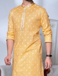 Yellow Embroidered Kurta Pyjama