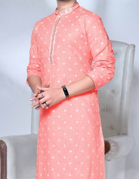 Pink Embroidered Kurta Pyjama