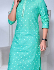 Sea Green Embroidered Kurta Pyjama