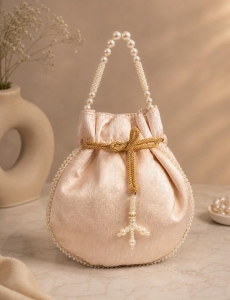 Peach Pearl Work Potli 