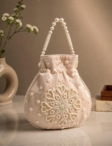 Peach Pearl Work Potli 