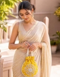 Yellow Pearl Work Potli Bag