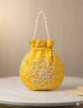 Yellow Pearl Work Potli Bag
