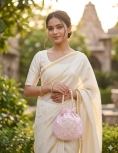 Pink Potli bag With Pearl Work