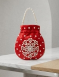 Red Pearl Work Potli Bag