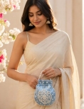 Powder Blue Pearl Work Potli Bag