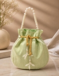 Light Green Pearl Work Potli Bag