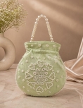 Light Green Pearl Work Potli Bag