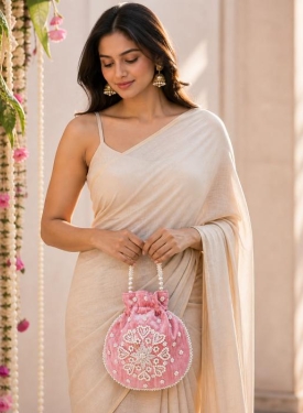 Dark Pink Pearl Work Potli Bag