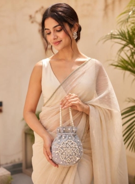 Grey Pearl Work Potli Bag