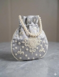 Grey Pearl Work Potli Bag