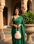 Pastel Peach Pearl Work Potli Bag