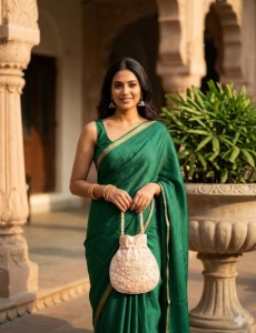 Pastel Peach Pearl Work Potli Bag