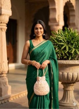 Pastel Peach Pearl Work Potli Bag