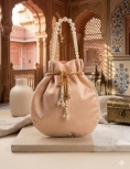 Pastel Peach Pearl Work Potli Bag