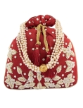 Maroon Potli bag With Art Silk Pearl Work