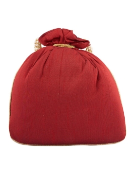 Maroon Potli bag With Art Silk Pearl Work