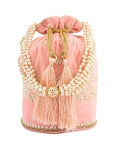 Peach Cylindrical Shaped Potli