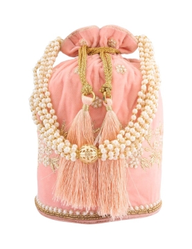 Peach Cylindrical Shaped Potli