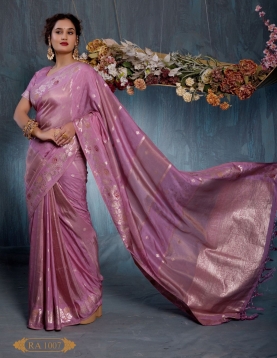 Bright Orchid Pink Jacquard Saree with Floral Pallu