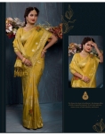 Radiant Mustard Viscose Jacquard Saree with Floral Butis