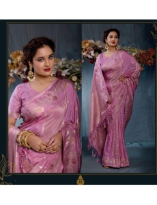 Bright Orchid Pink Jacquard Saree with Floral Pallu