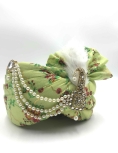 Digital Printed Chanderi Silk Turban Safa in Light Green