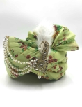 Digital Printed Chanderi Silk Turban Safa in Light Green